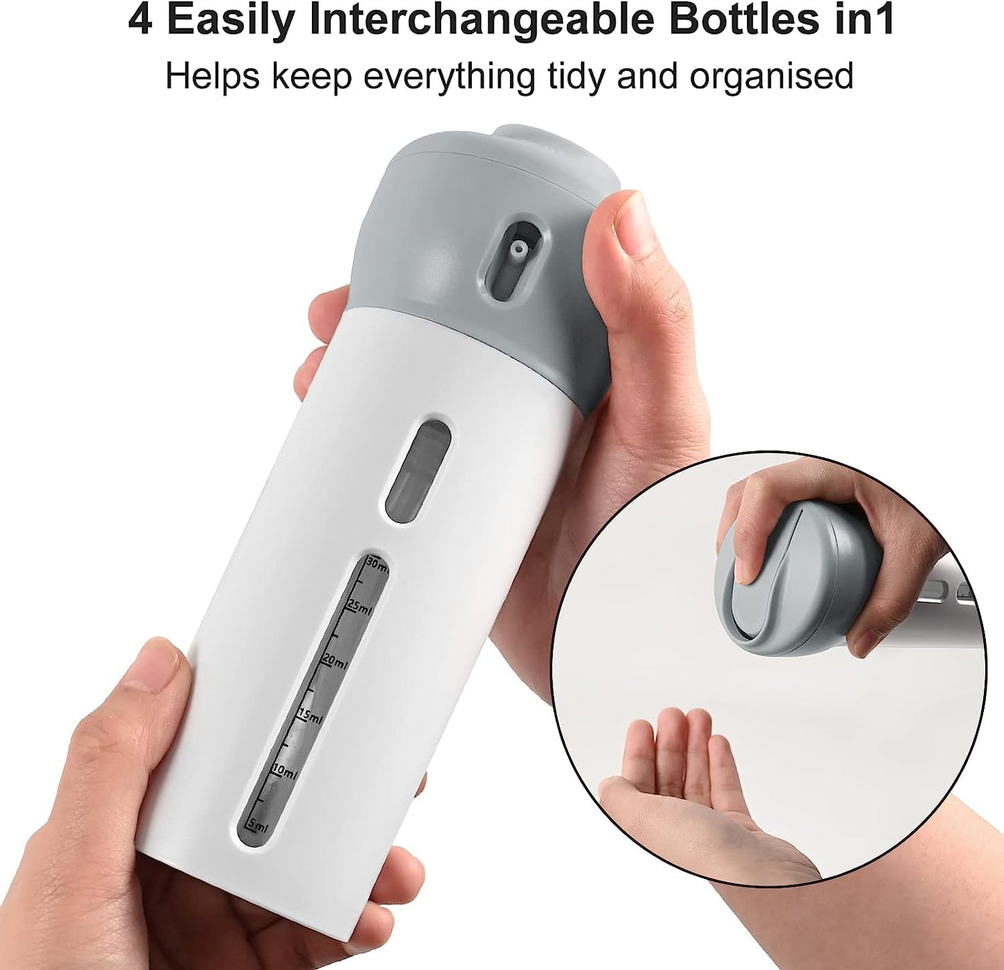 Kettlekane 4-in-1 Travel Toiletry Dispenser – Compact, Leakproof & Refillable